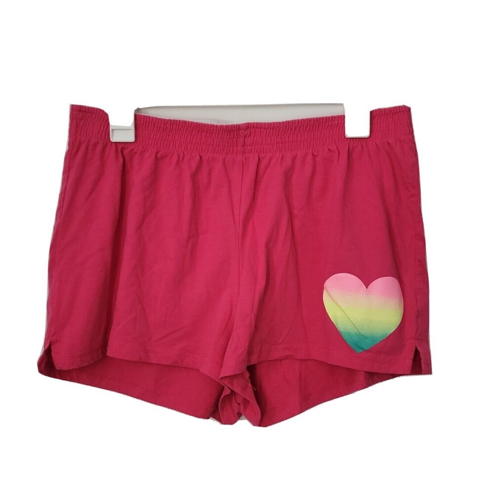 Joe Boxer Cheerleading Shorts Womens Size XL Elastic Waist Pink Heart